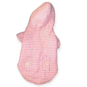 Houndstooth pink hooded dog coat